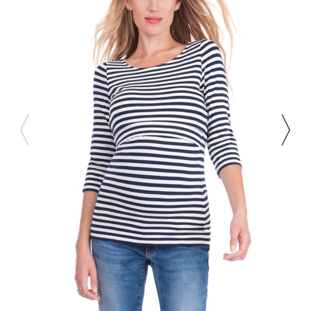 Seraphine 3/4 Sleeve Stripe Nursing Top